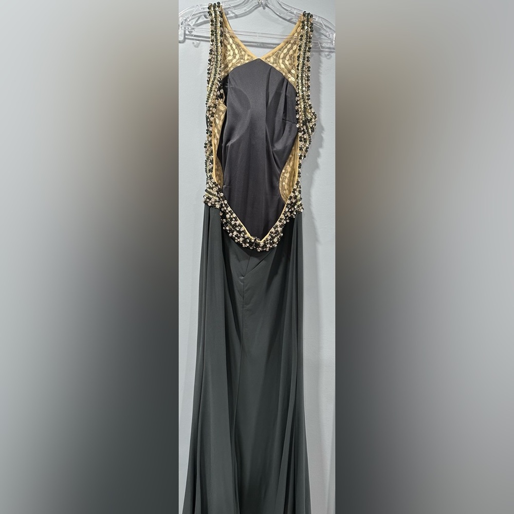 Prom dress in the color grey. Is in good condition only was worn one time
